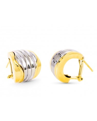 Pendientes oro bicolor 18k cierre omega 8,82 gramos