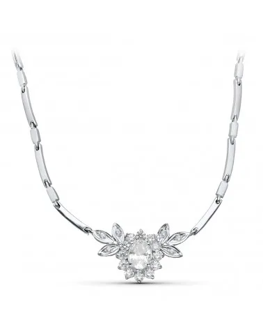 Gargantilla oro blanco 18k motivo floral circonitas 45cm