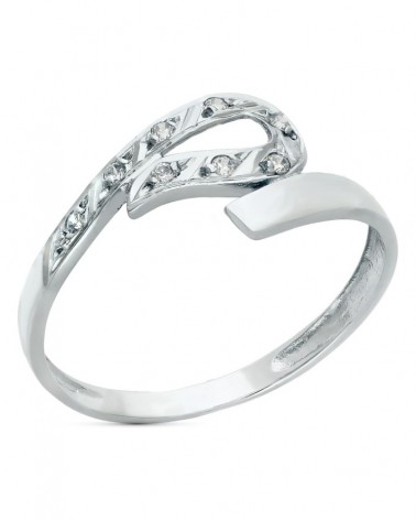 Sortija oro blanco 18k cruzada circonitas 7mm