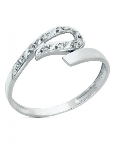 Sortija oro blanco 18k cruzada circonitas 7mm