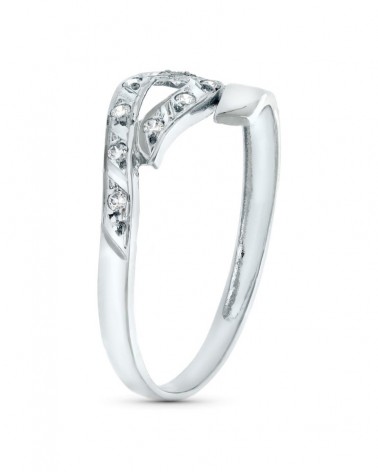 Sortija oro blanco 18k cruzada circonitas 7mm