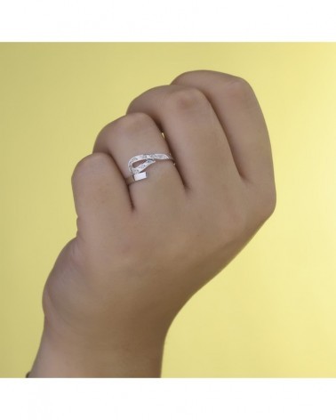 Sortija oro blanco 18k cruzada circonitas 7mm