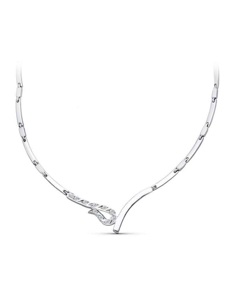 Gargantilla oro blanco 18k circonita 45cm juego novia