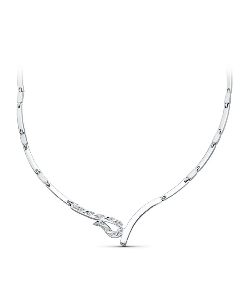 Gargantilla oro blanco 18k circonita 45cm juego novia