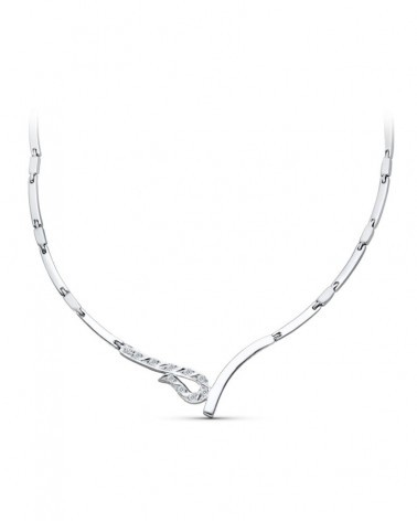 Gargantilla oro blanco 18k circonita 45cm juego novia