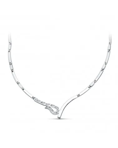 Gargantilla oro blanco 18k circonita 45cm juego novia