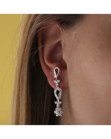 Pendientes oro blanco 18k articulados circonita 42mm