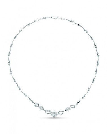 Gargantilla oro blanco 18k circonitas centro piña 45cm