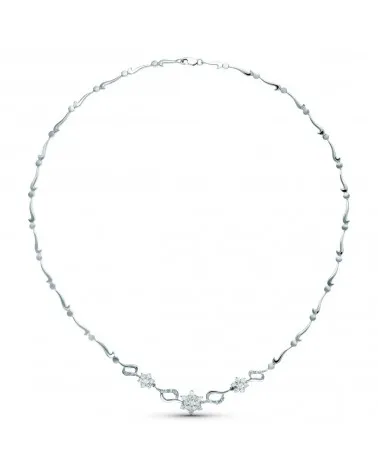 Gargantilla oro blanco 18k circonitas centro piña 45cm