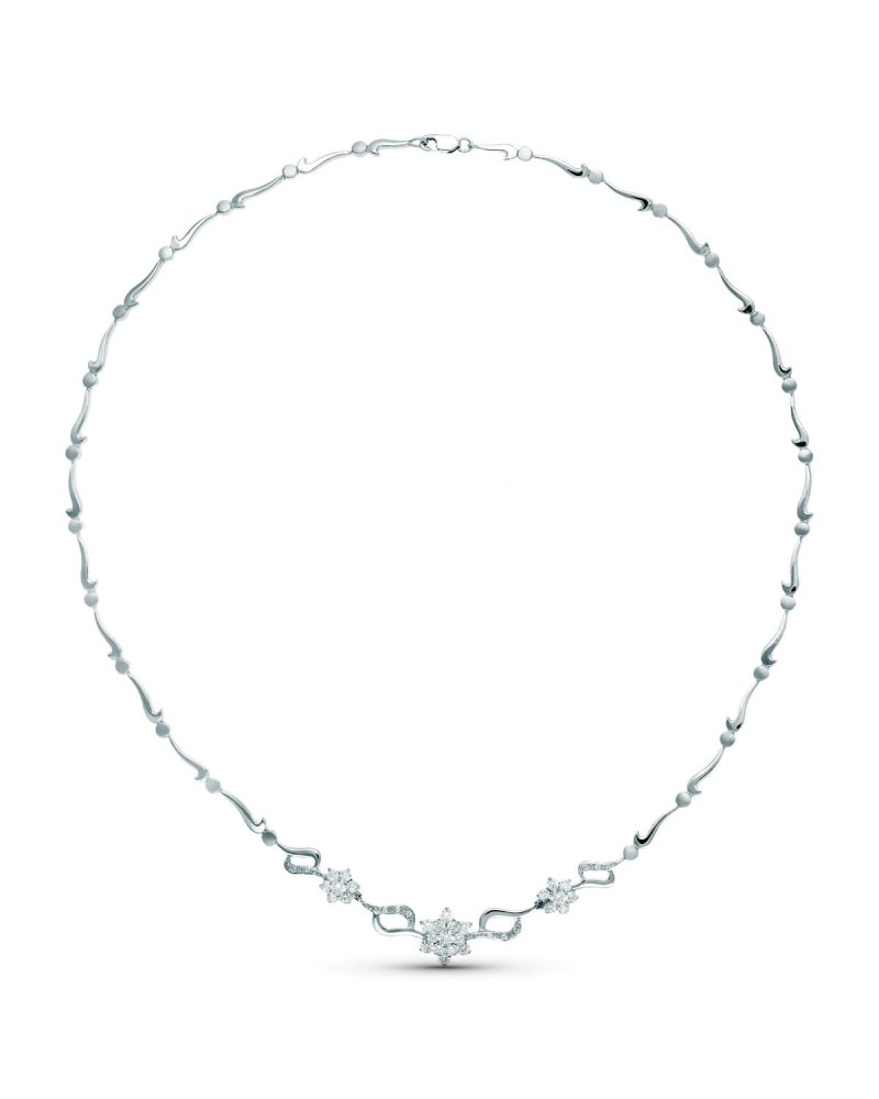 Gargantilla oro blanco 18k circonitas centro piña 45cm