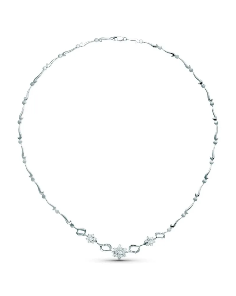 Gargantilla oro blanco 18k circonitas centro piña 45cm