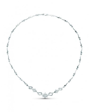 Gargantilla oro blanco 18k circonitas centro piña 45cm