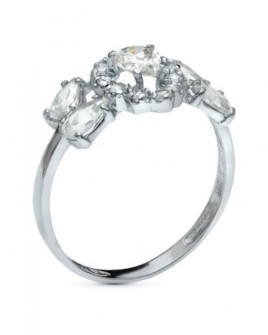Sortija oro blanco 18k circonitas talla pera 11mm