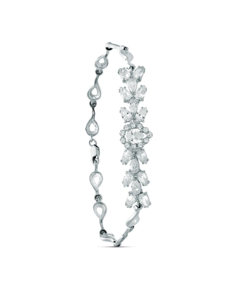 Pulsera oro blanco 18k circonitas juego novia 18,5cm