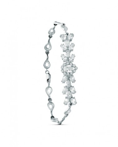 Pulsera oro blanco 18k circonitas juego novia 18,5cm