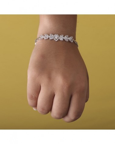 Pulsera oro blanco 18k circonitas juego novia 18,5cm