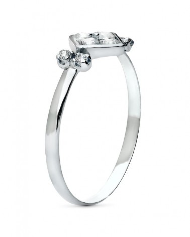Sortija oro blanco 18k rombo circonitas 7mm