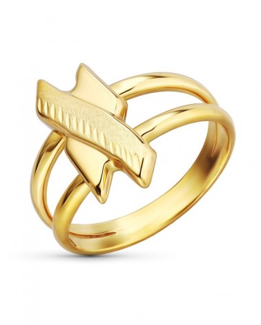 Sortija oro 18k amarillo doble cuerpo motivo tallado 16mm