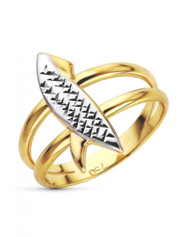 Sortija oro 18k bicolor diseño hoja tallada 18,5mm