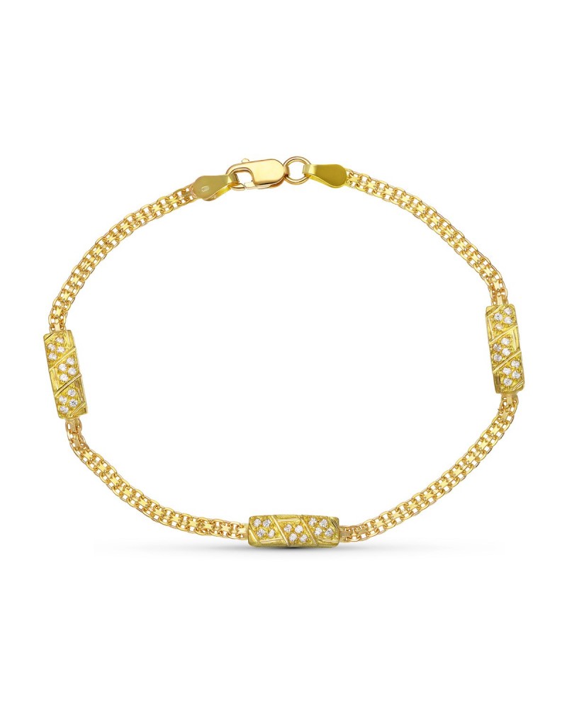 Pulsera oro 18k amarillo eslabones circonitas niño