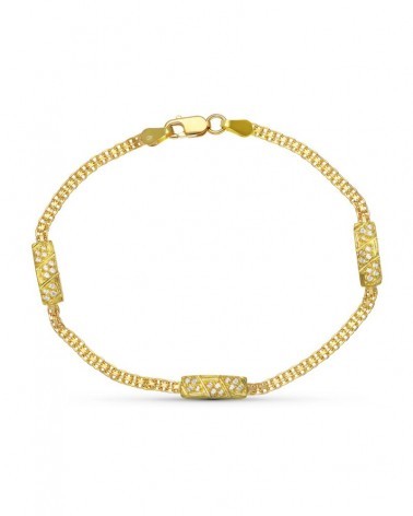 Pulsera oro 18k amarillo eslabones circonitas niño