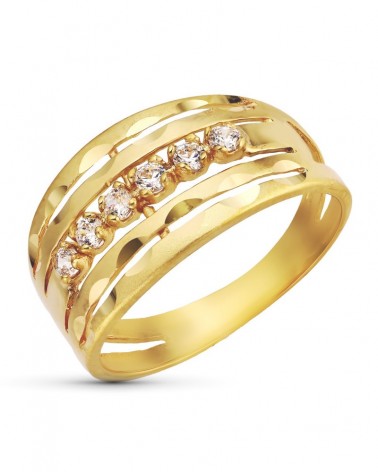 Sortija oro 18k calada circonitas 10,5mm