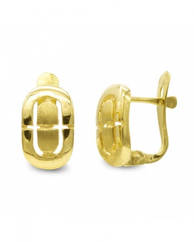 Pendientes oro 18k catalán brillo mate 10x6mm