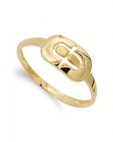 Anillo oro 18k amarillo cruz calada 6,5mm