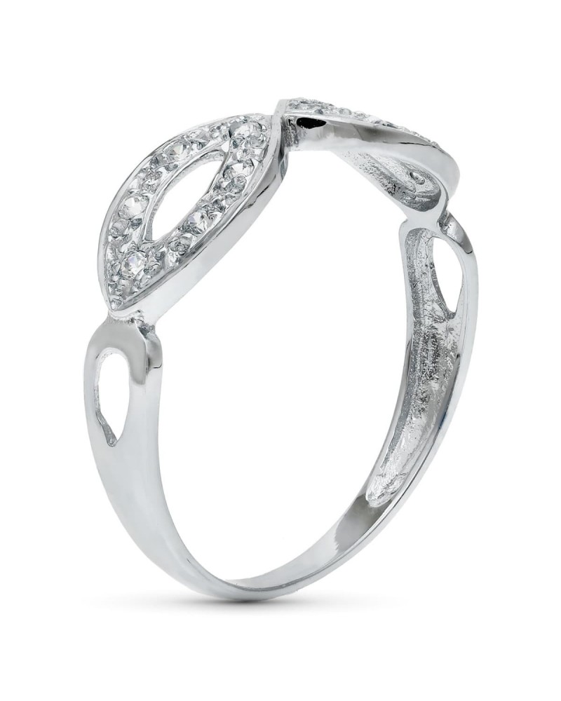 Sortija oro blanco 18k calada circonitas 6mm