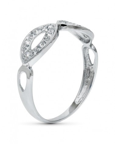 Sortija oro blanco 18k calada circonitas 6mm