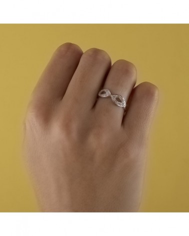 Sortija oro blanco 18k calada circonitas 6mm