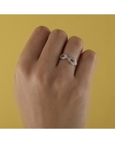 Sortija oro blanco 18k calada circonitas 6mm