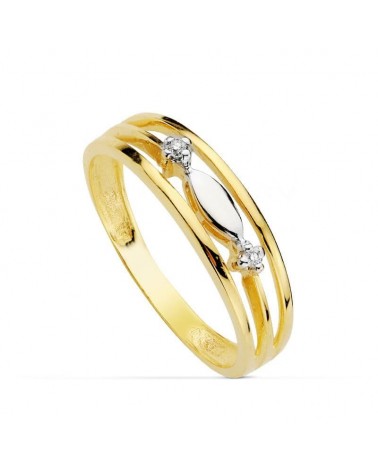 Anillo oro 18k bicolor oval circonitas 4,5mm