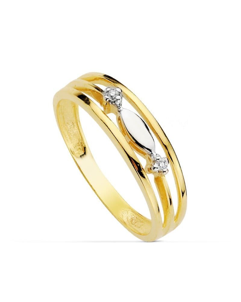 Anillo oro 18k bicolor oval circonitas 4,5mm