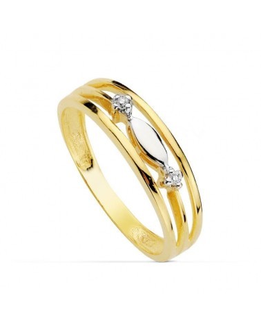 Anillo oro 18k bicolor oval circonitas 4,5mm