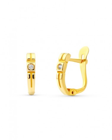 Pendientes oro 18k circonita cierre dormilón 10x2 mm