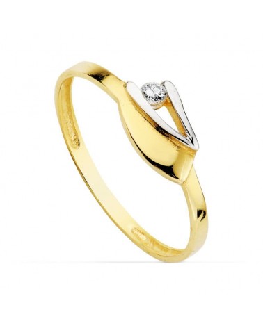 Sortija oro 18k bicolor motivo circonita niño 6,5mm