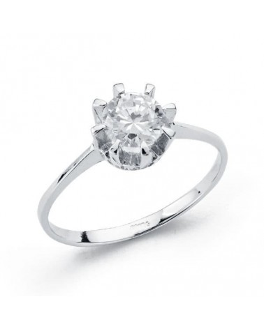 Solitario oro 18k blanco circonita 5mm