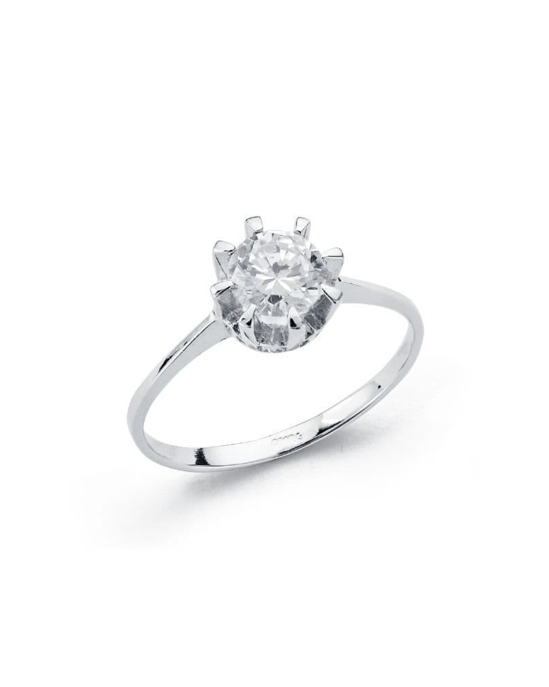 Solitario oro 18k blanco circonita 5mm