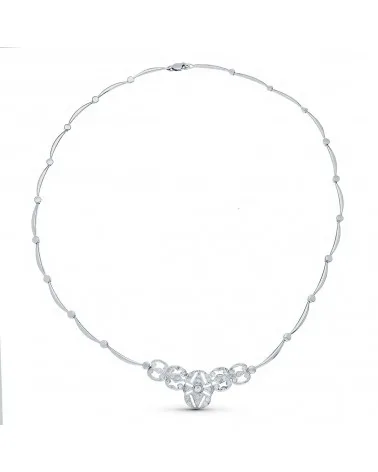 Gargantilla oro blanco 18k semirrígida circonita 42 cm