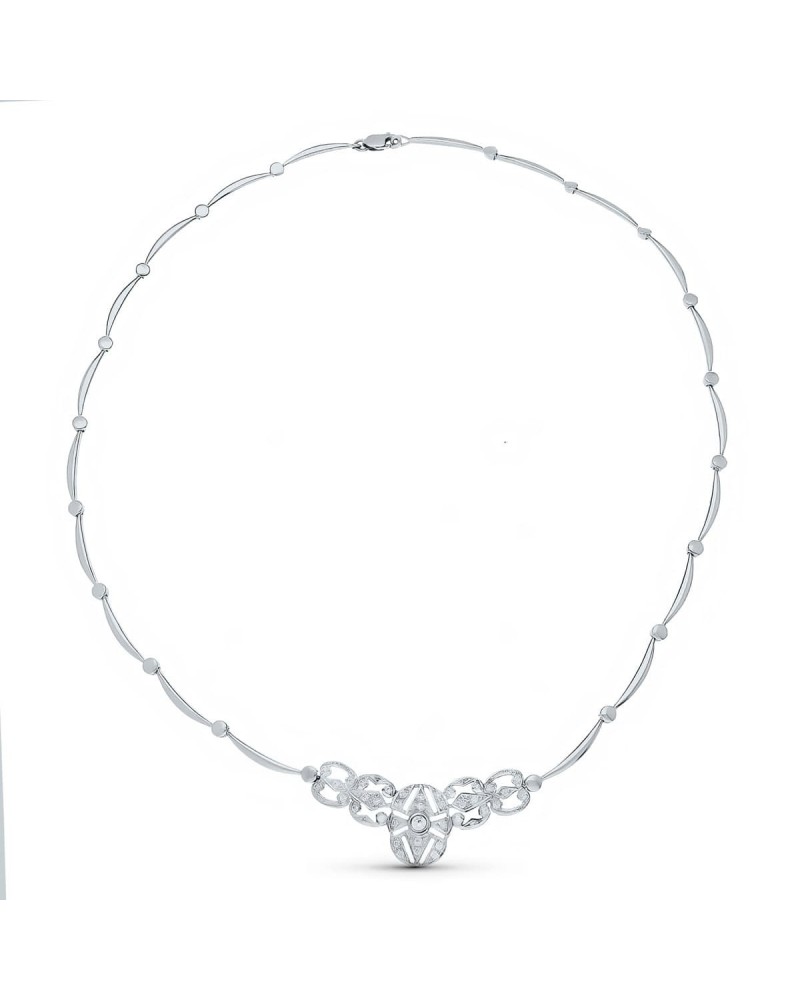 Gargantilla oro blanco 18k semirrígida circonita 42 cm