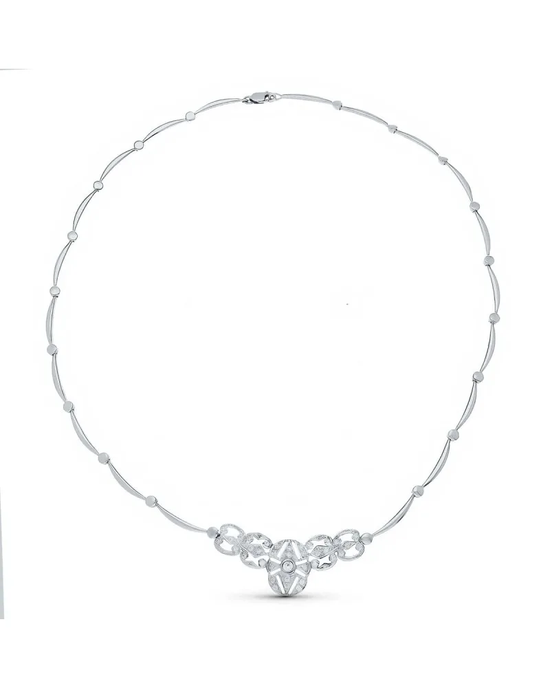 Gargantilla oro blanco 18k semirrígida circonita 42 cm