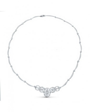 Gargantilla oro blanco 18k semirrígida circonita 42 cm