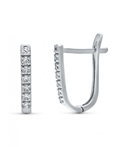 Pendientes oro 18k blanco circonita cierre catalán