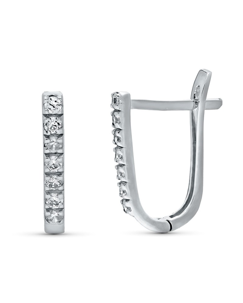 Pendientes oro 18k blanco circonita cierre catalán