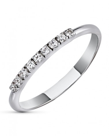 Sortija oro blanco 18k circonitas engarzadas 1,5mm