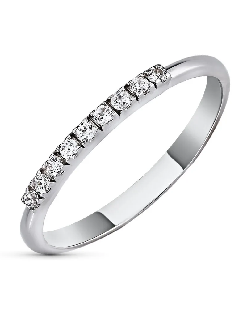 Sortija oro blanco 18k circonitas engarzadas 1,5mm