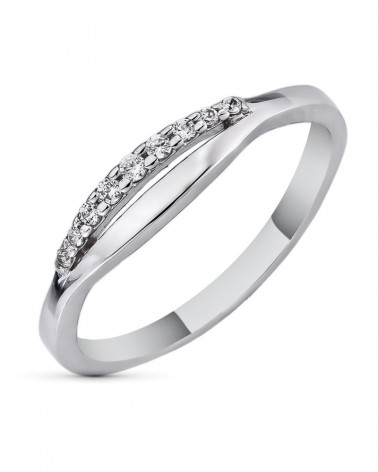 Sortija oro blanco 18k circonitas engastadas 4mm