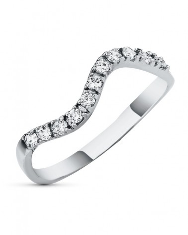 Sortija oro blanco 18k ondas circonitas 2mm