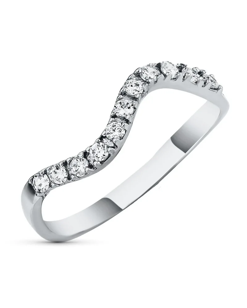 Sortija oro blanco 18k ondas circonitas 2mm